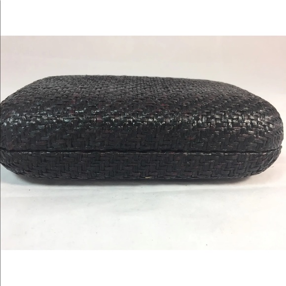 New Handmade Minaudière Clutch Black Woven Natural Fibre Tassel Gold Chain - Picture 9 of 12